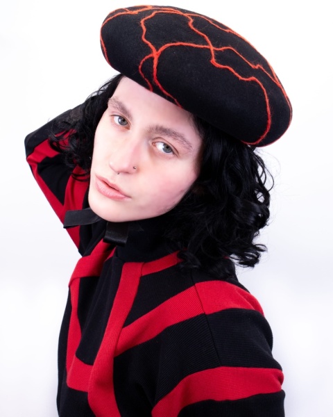 Crimson veins beret