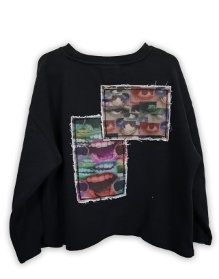 Bluza farbowana cropped (czarna)