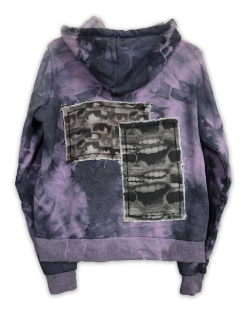 Bluza farbowana ze ściągaczem (szaro-różowa)