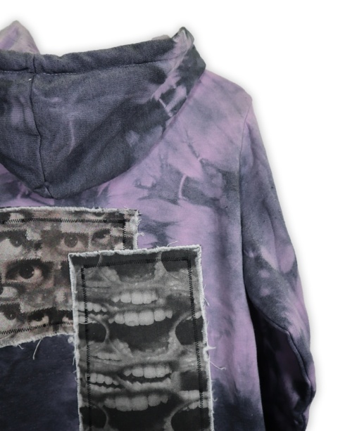 Bluza farbowana ze ściągaczem (szaro-różowa)