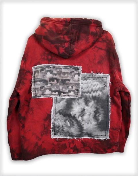 Bluza farbowana cropped (czerwono-czarna)
