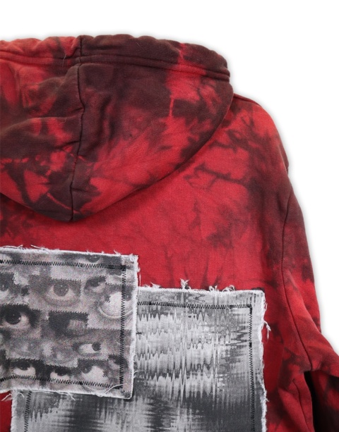 Bluza farbowana cropped (czerwono-czarna)
