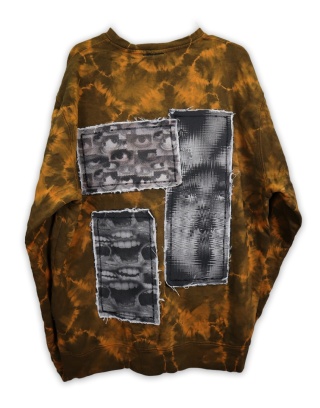 Bluza farbowana ze ściągaczem (szaro-pomarańczowa)