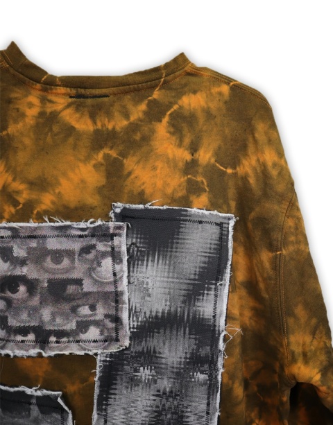Bluza farbowana ze ściągaczem (szaro-pomarańczowa)