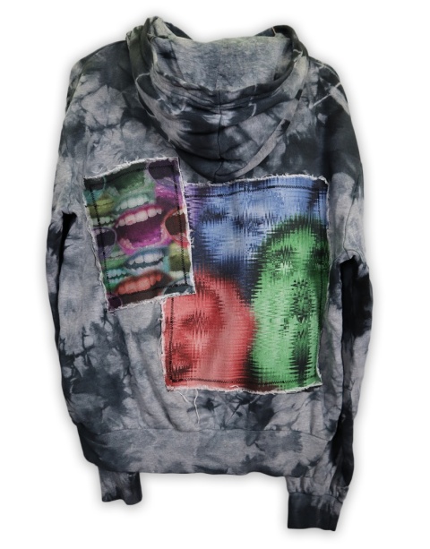 Bluza farbowana ze ściągaczem (szaro-czarna)