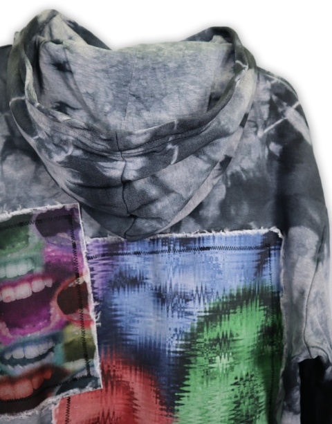 Bluza farbowana ze ściągaczem (szaro-czarna)